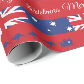 Kangaroo kerstdecor, Merry Sleigh Australian Cadeaupapier (Rol Hoek)