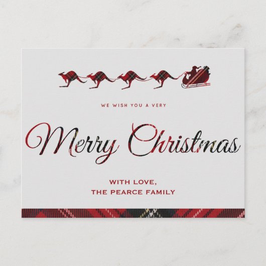 Kangaroo kerstkaarten, Santas Sleigh Australian Briefkaart (Voorkant)