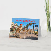 Kangaroo Kerstman Skate Kerstkaart
