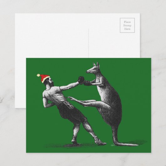 kangaroo kerstmis feestdagenkaart (Voorkant / Achterkant)