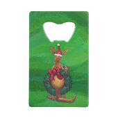 Kangaroo Kerstmis op gekleurd groen terug Creditkaart Flessenopener (Achterkant)