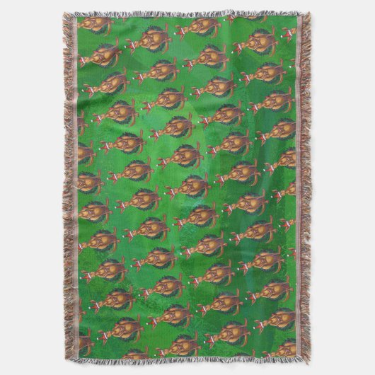 Kangaroo Kerstmis op gekleurd groen terug Deken (Voorkant Verticaal)