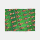 Kangaroo Kerstmis op gekleurd groen terug Fleece Deken (Voorkant (Horizontaal))