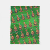 Kangaroo Kerstmis op gekleurd groen terug Fleece Deken (Voorkant)