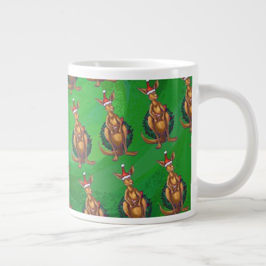 Kangaroo Kerstmis op gekleurd groen terug Grote Koffiekop (Rechts)