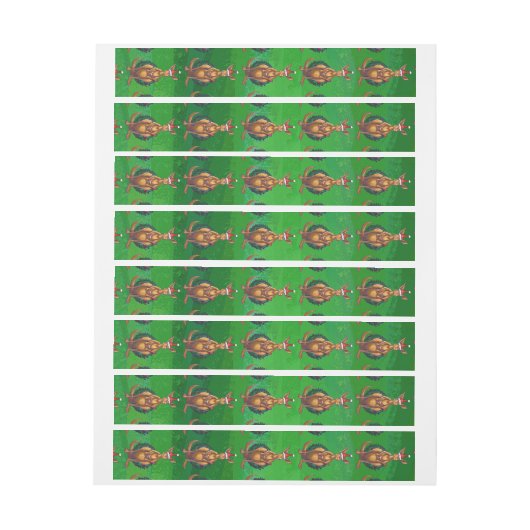 Kangaroo Kerstmis op gekleurd groen terug Omwikkelbaar Adreslabel (Vel)