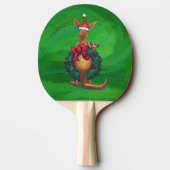 Kangaroo Kerstmis op gekleurd groen terug Tafeltennisbatje (Achterkant)
