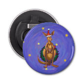 Kangaroo kerstSterrennacht Button Flesopener (Voorkant)