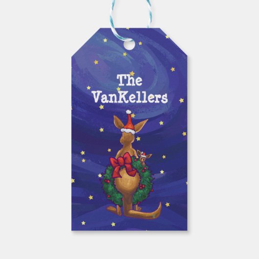 Kangaroo kerstSterrennacht Cadeaulabel (Achterkant)