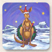 Kangaroo kerstSterrennacht Drankjes Onderzetter (Voorkant)