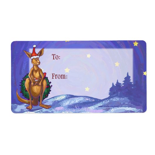 Kangaroo kerstSterrennacht Etiket (Voorkant)
