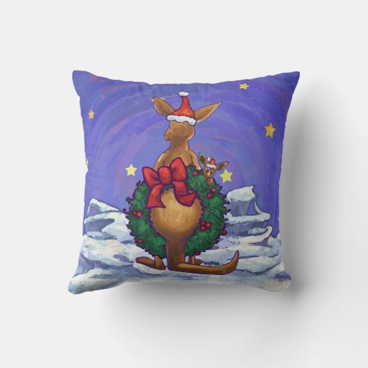 Kangaroo kerstSterrennacht Kussen (Achterkant)
