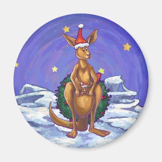 Kangaroo kerstSterrennacht Magneet (Voorkant)