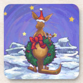 Kangaroo kerstSterrennacht Onderzetter (Voorkant)
