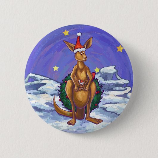 Kangaroo kerstSterrennacht Ronde Button 5,7 Cm (Voorkant)