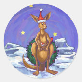 Kangaroo kerstSterrennacht Ronde Sticker (Voorkant)