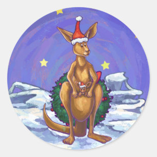 Kangaroo kerstSterrennacht Ronde Sticker