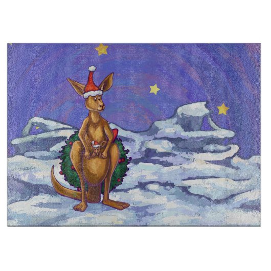 Kangaroo kerstSterrennacht Snijplank (Voorkant)
