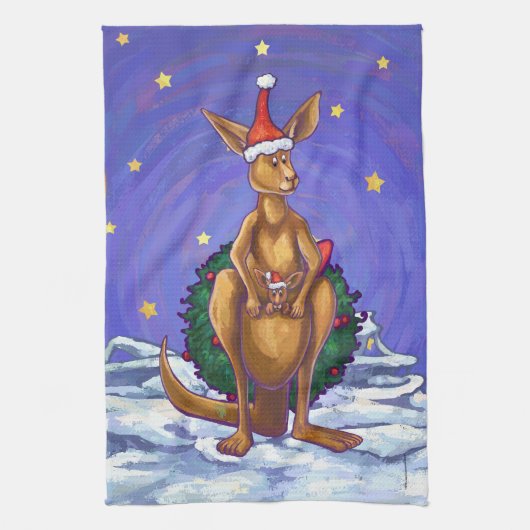 Kangaroo kerstSterrennacht Theedoek (Verticaal)