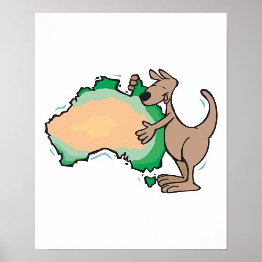 kangaroo knuffelend australië poster (Voorkant)