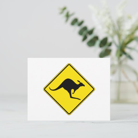 Kangaroo-kruising, verkeerswaarschuwingsbord, Aust Briefkaart (Staand voorkant)