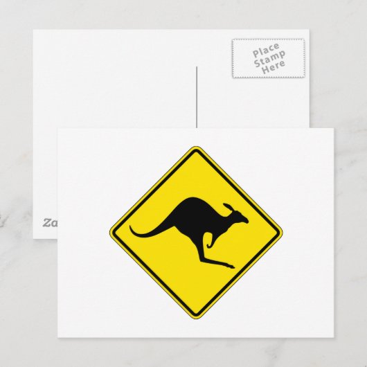 Kangaroo-kruising, verkeerswaarschuwingsbord, Aust Briefkaart (Voorkant / Achterkant)