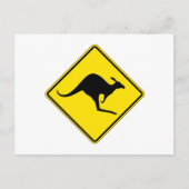Kangaroo-kruising, verkeerswaarschuwingsbord, Aust Briefkaart (Voorkant)