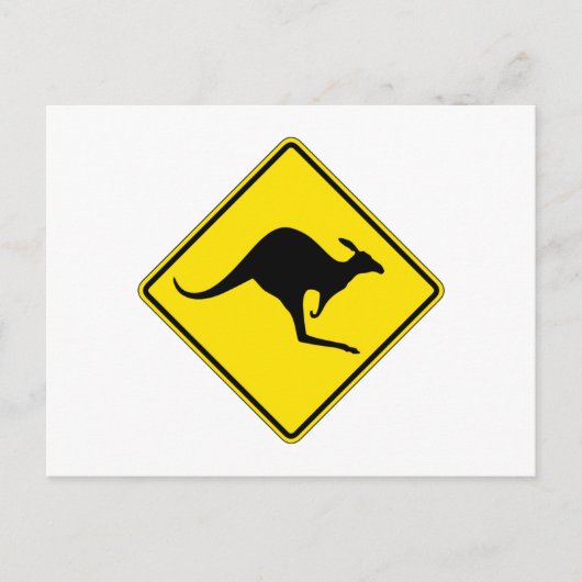 Kangaroo-kruising, verkeerswaarschuwingsbord, Aust Briefkaart (Voorkant)