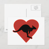 Kangaroo Love Red Heart Briefkaart (Voorkant / Achterkant)