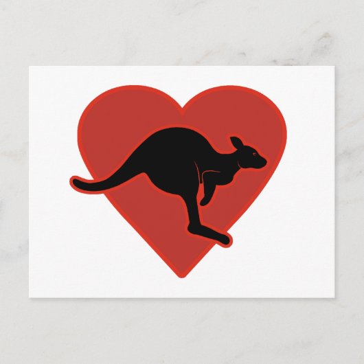 Kangaroo Love Red Heart Briefkaart (Voorkant)