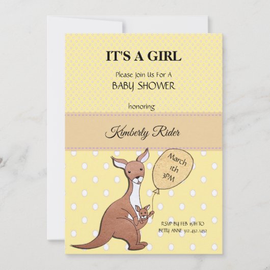 Kangaroo Mam Baby shower Uitnodiging (Voorkant)