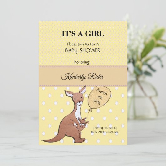Kangaroo Mam Baby shower Uitnodiging (Staand voorkant)