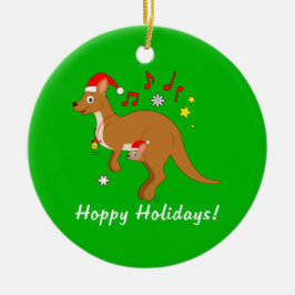 Kangaroo Mam en Joey bij Feestdagen met kersthoppy Keramisch Ornament