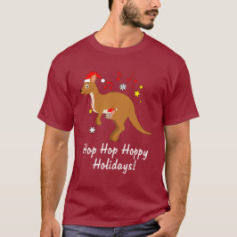 Kangaroo Mam en Joey bij Feestdagen met kersthoppy T-shirt
