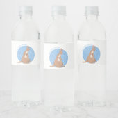 Kangaroo mama en Baby Joey Blue Shower Waterfles Etiket (Flessen)