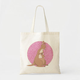 Kangaroo mama en Baby Joey op roze Patroon Tote Bag
