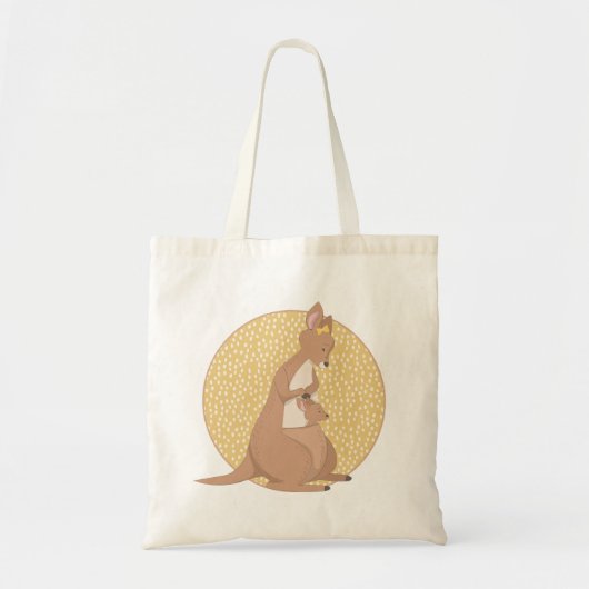 Kangaroo mama en Baby op Geel Patroon Tote Bag (Voorkant)