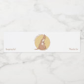 Kangaroo mama en Baby op Geel Patroon Waterfles Etiket (Enkel label)