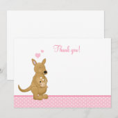Kangaroo mammie en Baby flat Dank je wel Notitiekaartje (Voorkant / Achterkant)