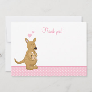 Kangaroo mammie en Baby flat Dank je wel Notitiekaartje