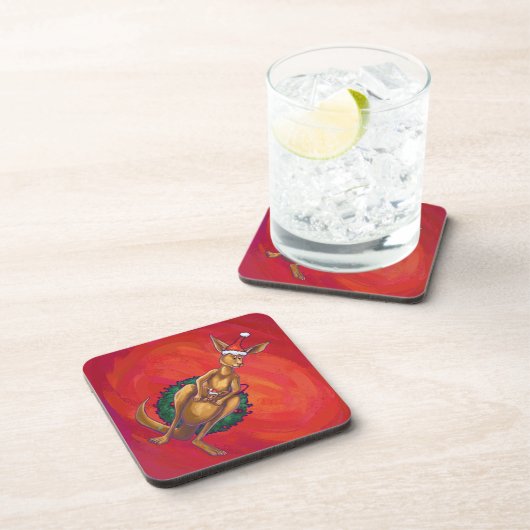 Kangaroo-mas op rood bier onderzetter (Rechterzijde)