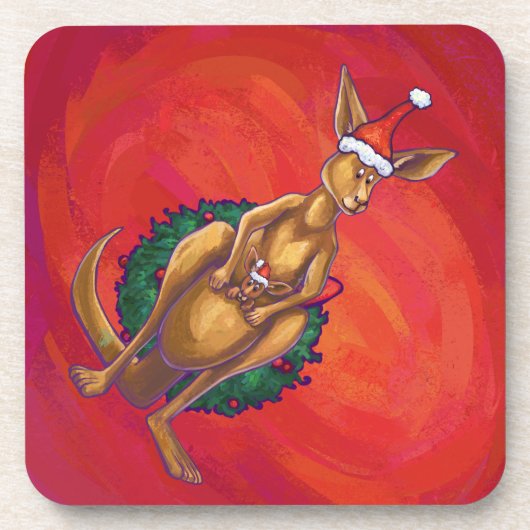 Kangaroo-mas op rood bier onderzetter (Voorkant)