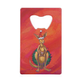 Kangaroo-mas op rood creditkaart flessenopener (Voorkant)