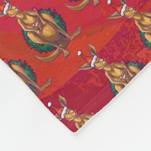 Kangaroo-mas op rood fleece deken (Hoek)