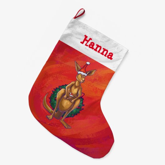 Kangaroo-mas op rood grote kerstsok (Voorkant (Hangend))