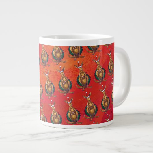Kangaroo-mas op rood grote koffiekop (Voorkant rechts)