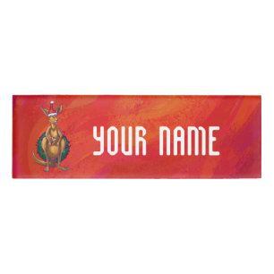 Kangaroo-mas op rood naambadge