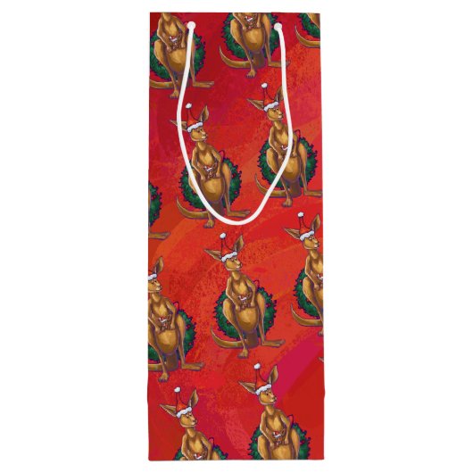 Kangaroo-mas op rood wijn cadeautas (Achterkant)
