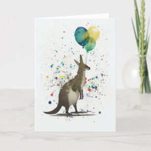 Kangaroo met ballonnen Gevouwen Wenskaart Bedankkaart