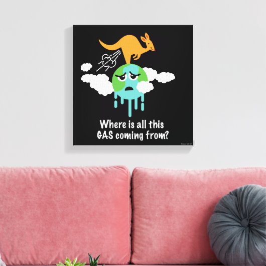 Kangaroo Methane Fart Canvas Afdruk (Insitu (Woonkamer))